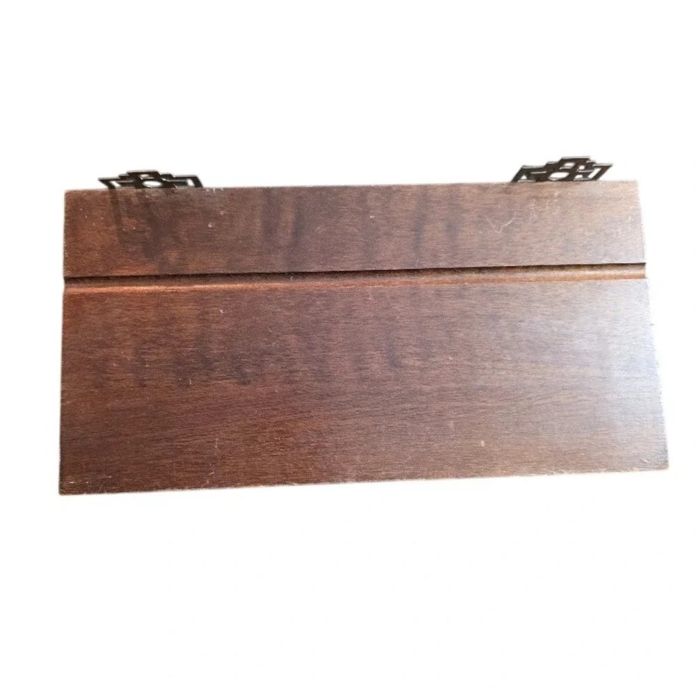 Vintage MCM Brass and Wood Wall Shelf, Ornate Asian Wall Display, Shelving